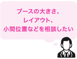 ブースの大きさ、レイアウト、小間位置などを相談したい