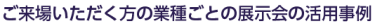 ご来場いただく方の業種ごとの展示会の活用事例