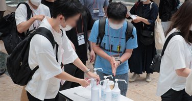 Hand sanitizers at all the exhibition entrances